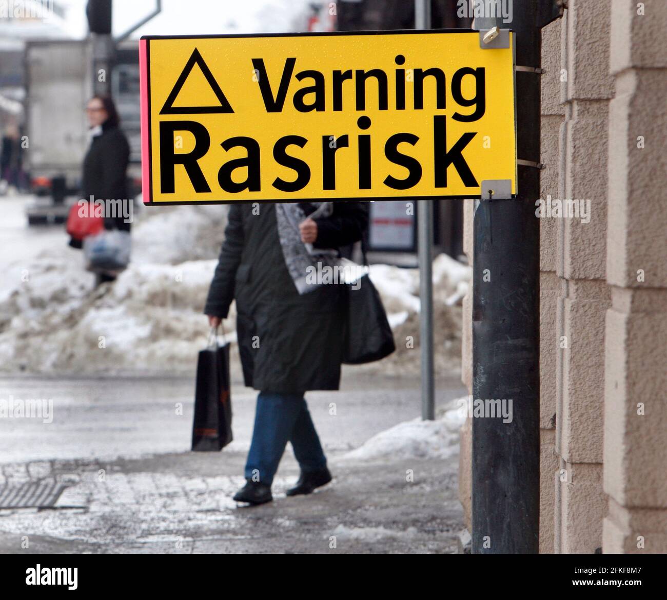 Tägliches Leben und Zeichen, Linköping an einem Wintertag, Schweden. Stockfoto