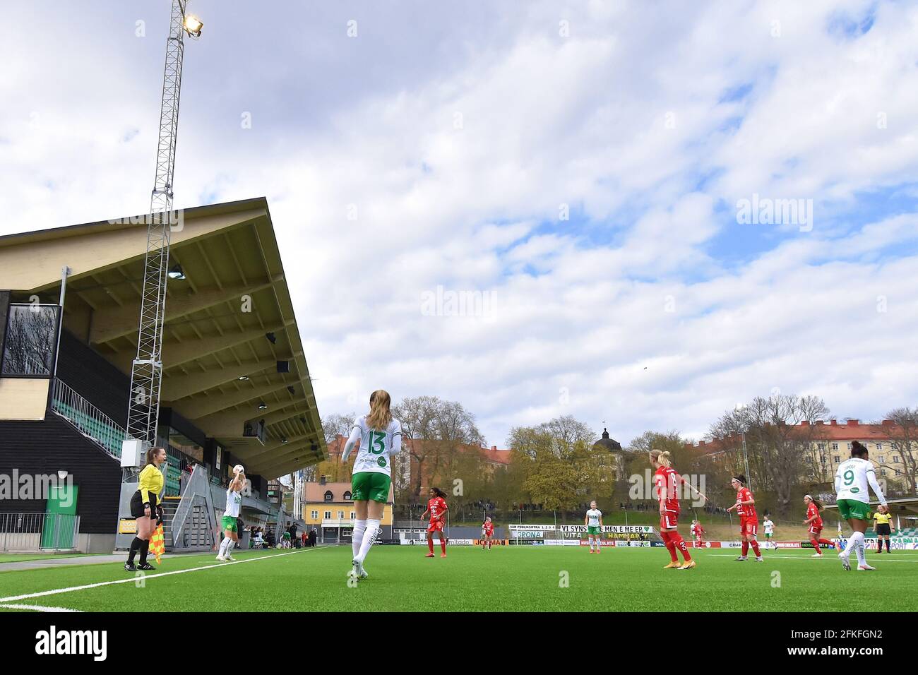 Stockholm, Schweden. Mai 2021. Situation während des Spiels in der Schwedischen Liga OBOS Damallsvenskan am 1. Mai 2021 zwischen Hammarby IF und KIF Orebro DFF bei Hammarby IP in Stockholm, Schweden Quelle: SPP Sport Pressefoto. /Alamy Live News Stockfoto