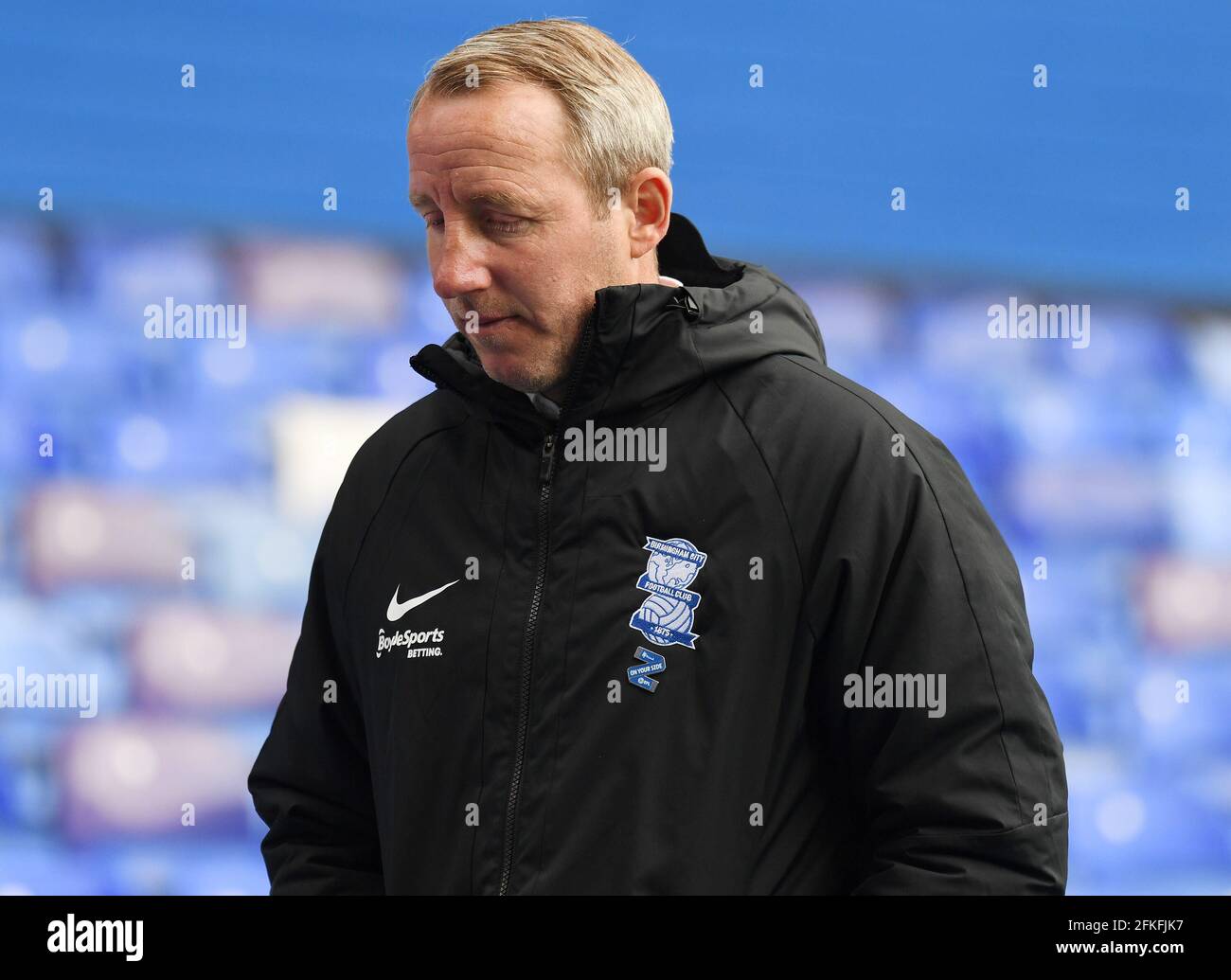 Birmingham, Eng Mai 2021. St Andrews Ground Birmingham City gegen Cardiff EFL Championship 01/05/2021 Lee Bowyer (Birmingham City) nach 4-0 Heimniederlage von Cardiff Credit: Roger Parker/Alamy Live News Stockfoto
