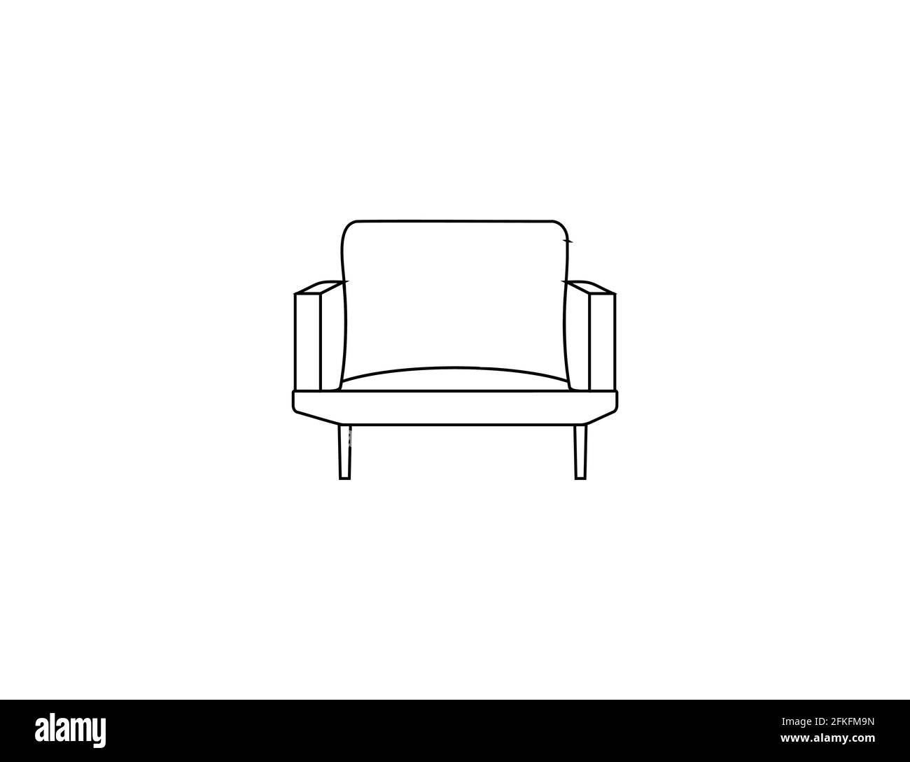 Sessel, Stuhl, Symbol für Innenansicht. Vektorgrafik. Stock Vektor