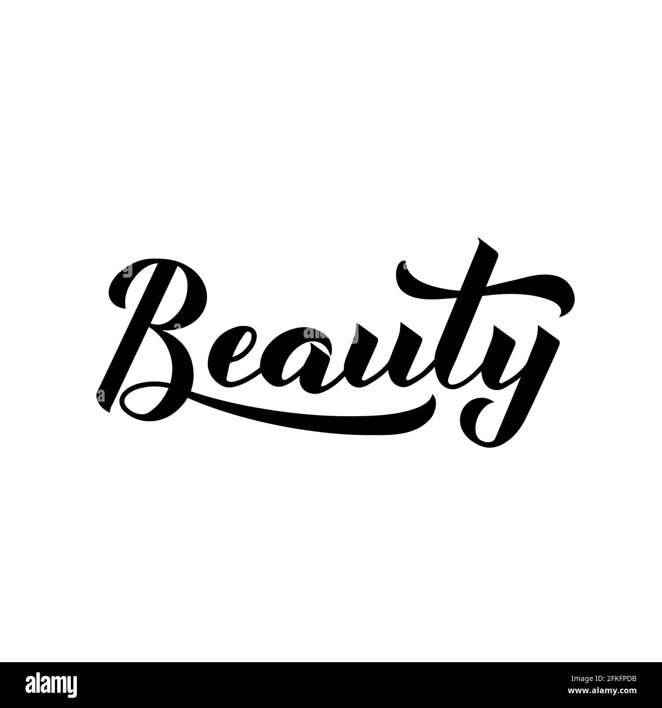 Schönheit Kalligraphie Hand Schriftzug isoliert auf weiß. Logo-Design für Beauty-Blogs, Friseursalons, Kosmetikprodukte. Vektorvorlage für Banner, Typografie Stock Vektor