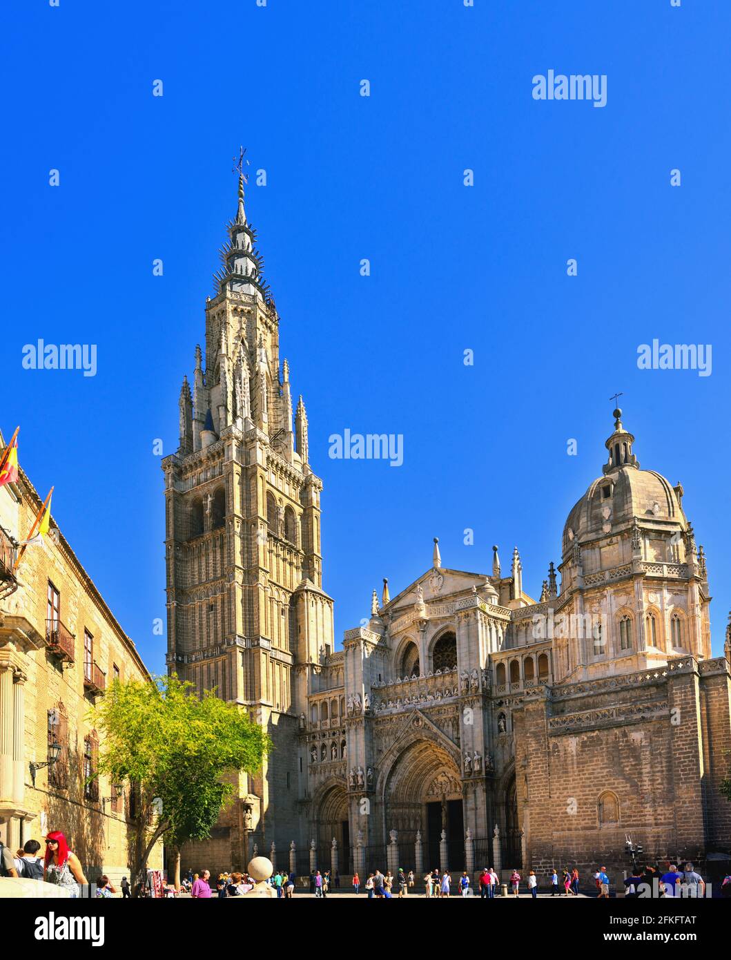 Die Hauptfassade der Kathedrale der Heiligen Maria von Toledo. façade Stockfoto