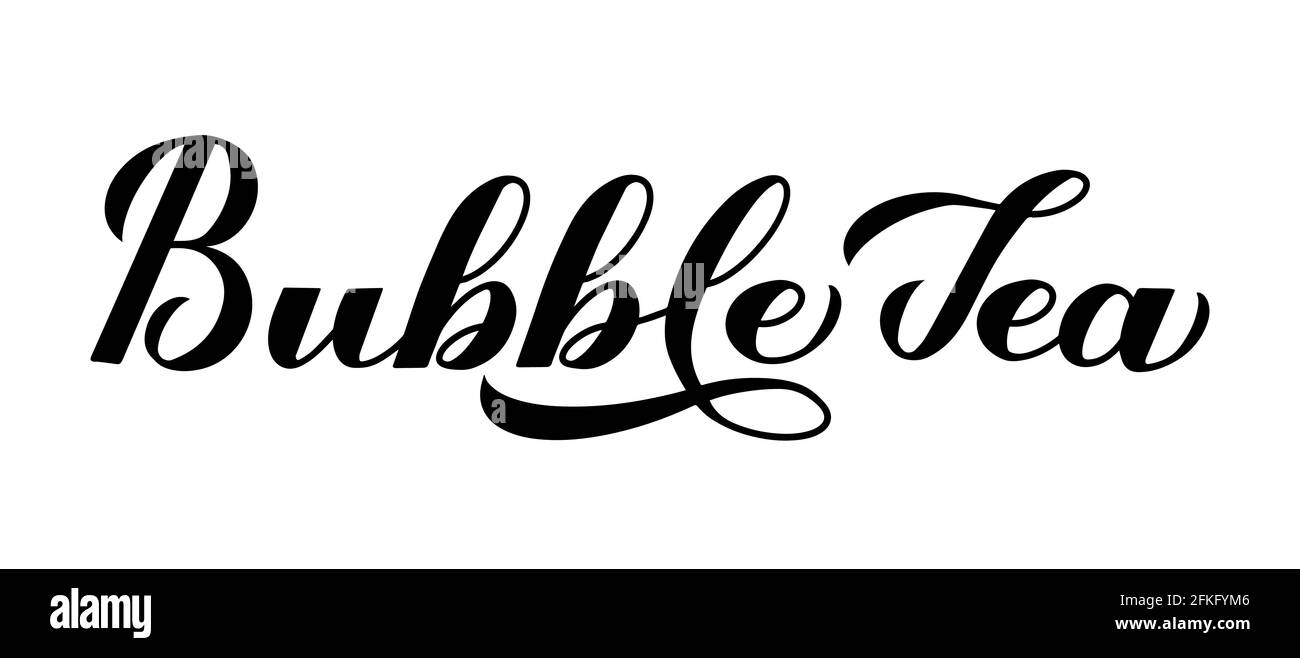 Bubble Tea Kalligraphie Handschriftzug isoliert auf weißem Hintergrund. Einfach zu bearbeitende Vektorvorlage für Logo-Design, Banner, Typografie-Poster, Flyer, st Stock Vektor