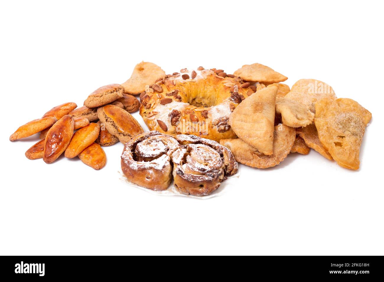 Mischung aus typischem und traditionellem weihnachtsgebäck und Kuchen der portugiesischen Küche und Gastronomie. Stockfoto