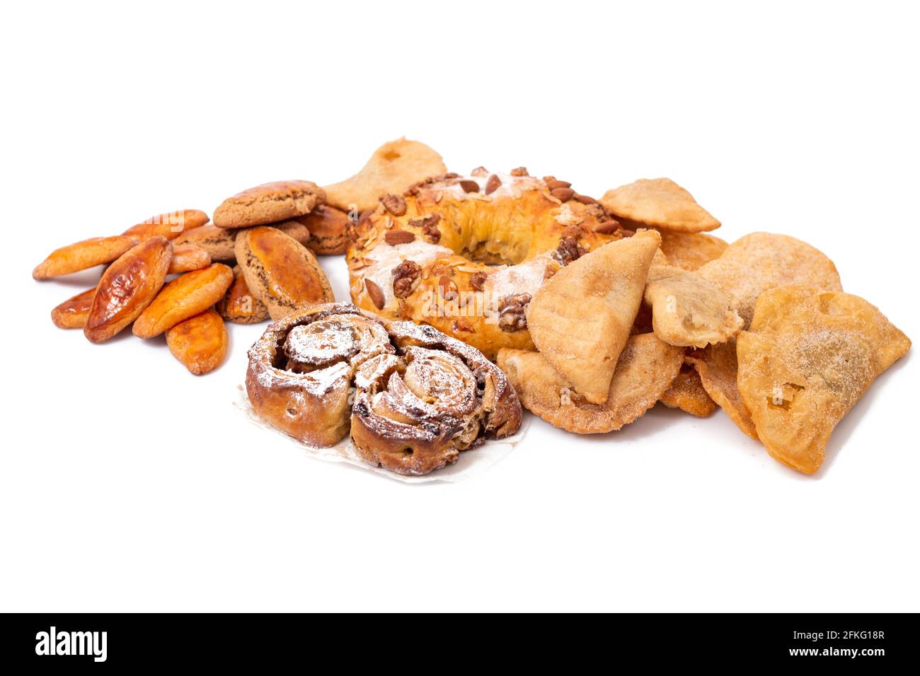 Mischung aus typischem und traditionellem weihnachtsgebäck und Kuchen der portugiesischen Küche und Gastronomie. Stockfoto