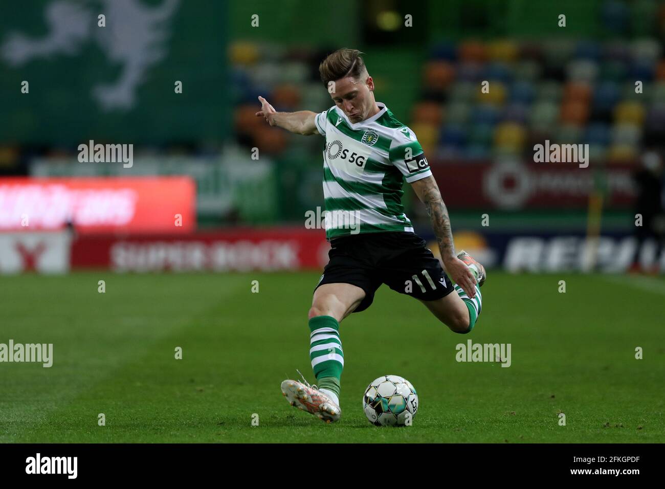 Lissabon, Portugal. Mai 2021. Nuno Santos von Sporting CP in Aktion während des Fußballspiels der Portugiesischen Liga zwischen Sporting CP und CD Nacional im Jose Alvalade Stadion in Lissabon, Portugal am 1. Mai 2021. Quelle: Pedro Fiuza/ZUMA Wire/Alamy Live News Stockfoto