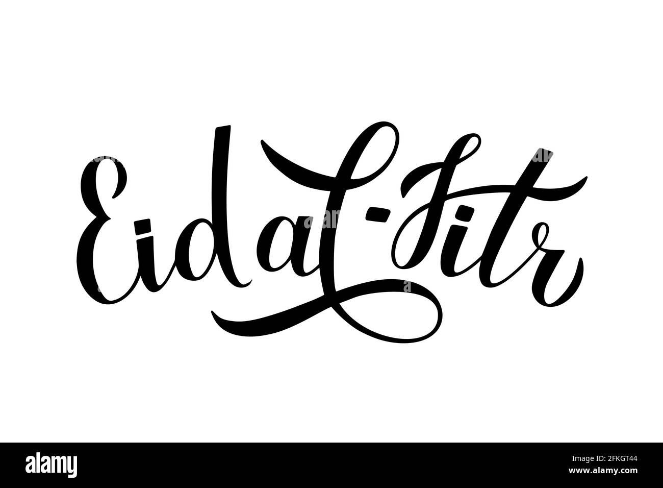 Eid al-Fitr Kalligraphie-Schriftzug isoliert auf Weiß. Moslemisches Feiertag-Typografie-Poster. Islamisches traditionelles Fest des Fastenbrechens. Vektor-Templ Stock Vektor