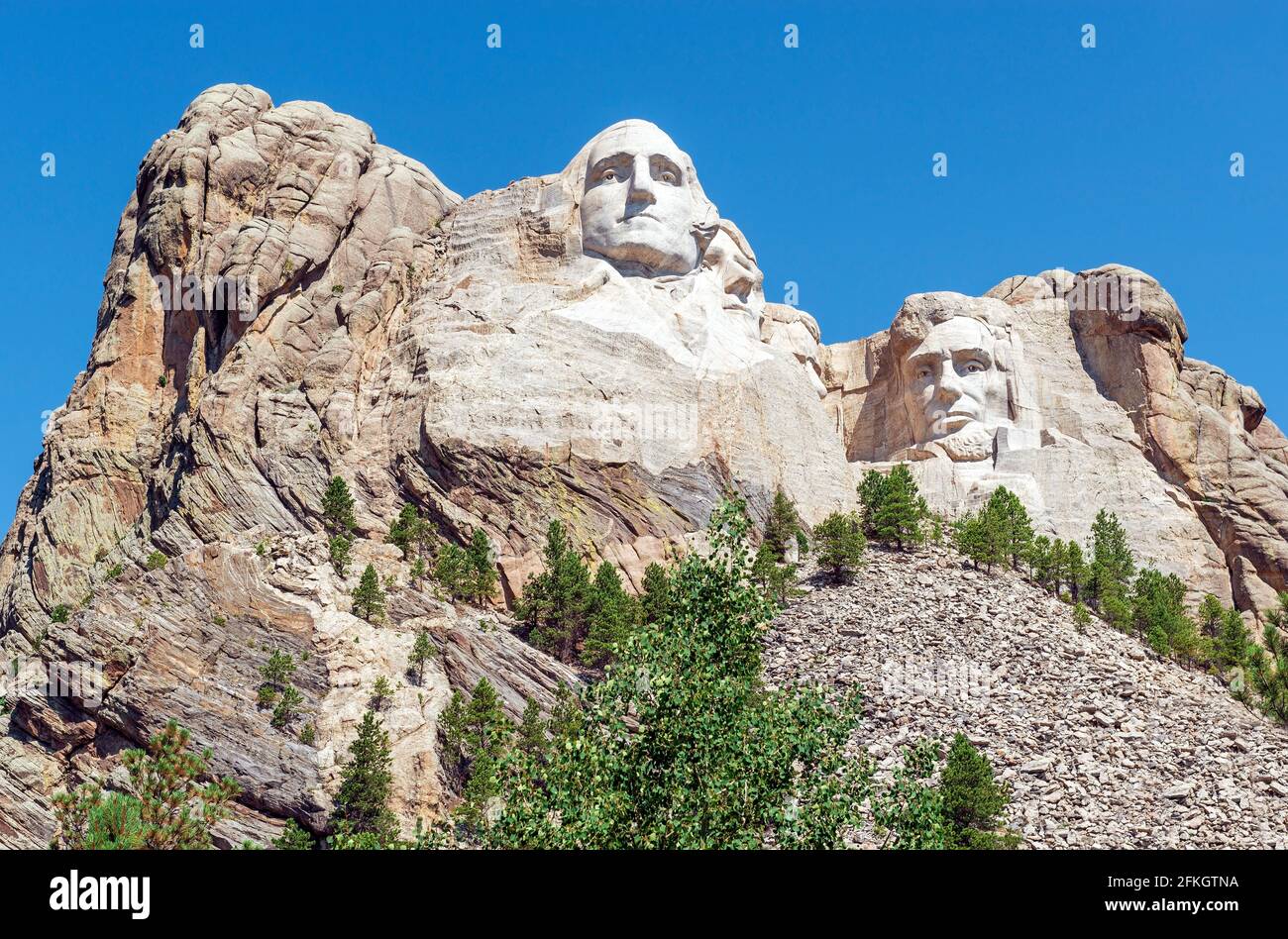 Mount Rushmore Nationaldenkmal mit amerikanischen Präsidenten, South Dakota, Vereinigte Staaten von Amerika, USA. Stockfoto