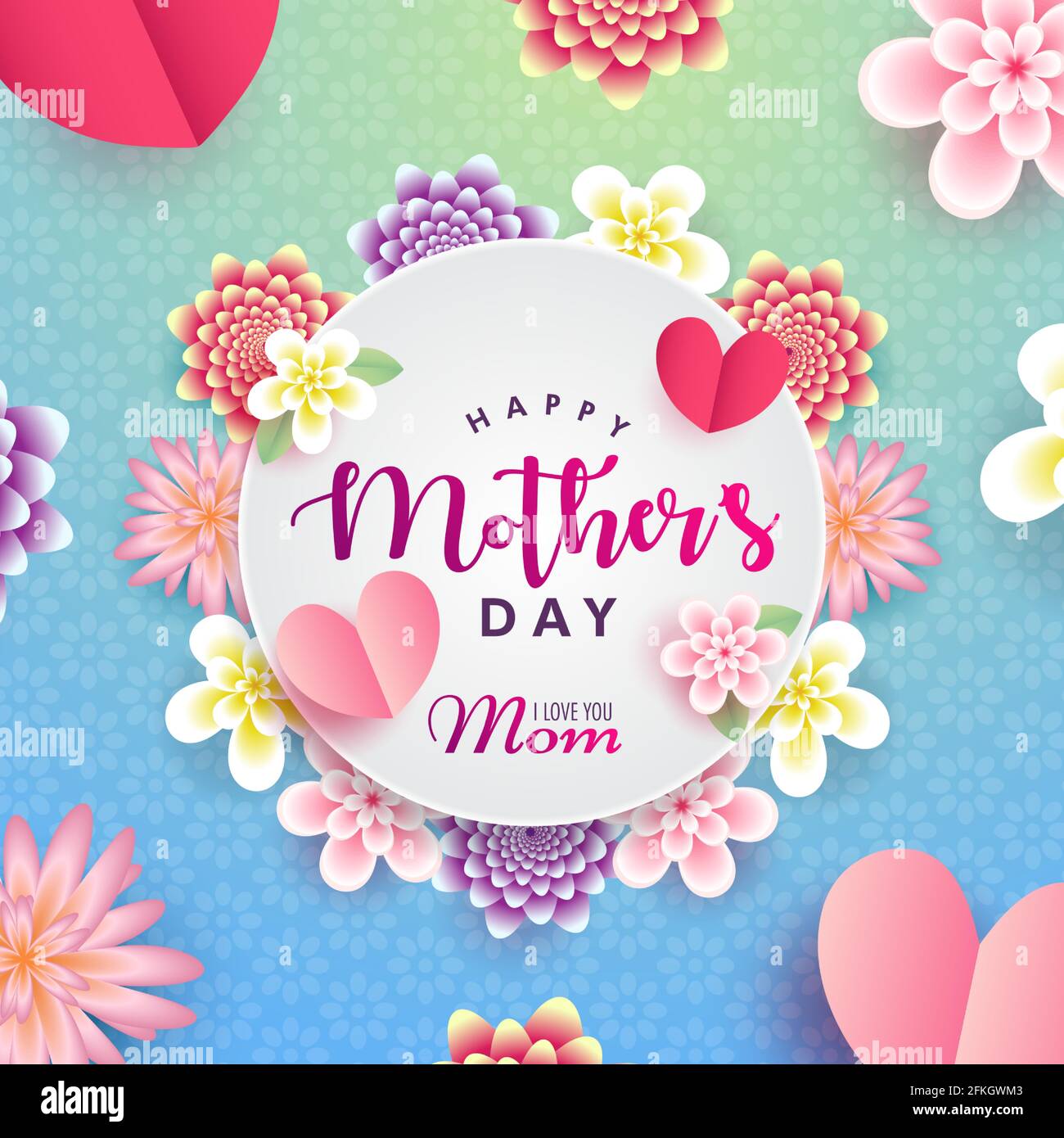 Alles gute zum Muttertag, ich liebe dich Mama schöne realistische Blumen Poster Banner Vektor, Blumen Grußkarte Wünsche Tapete Hintergrund Stock Vektor