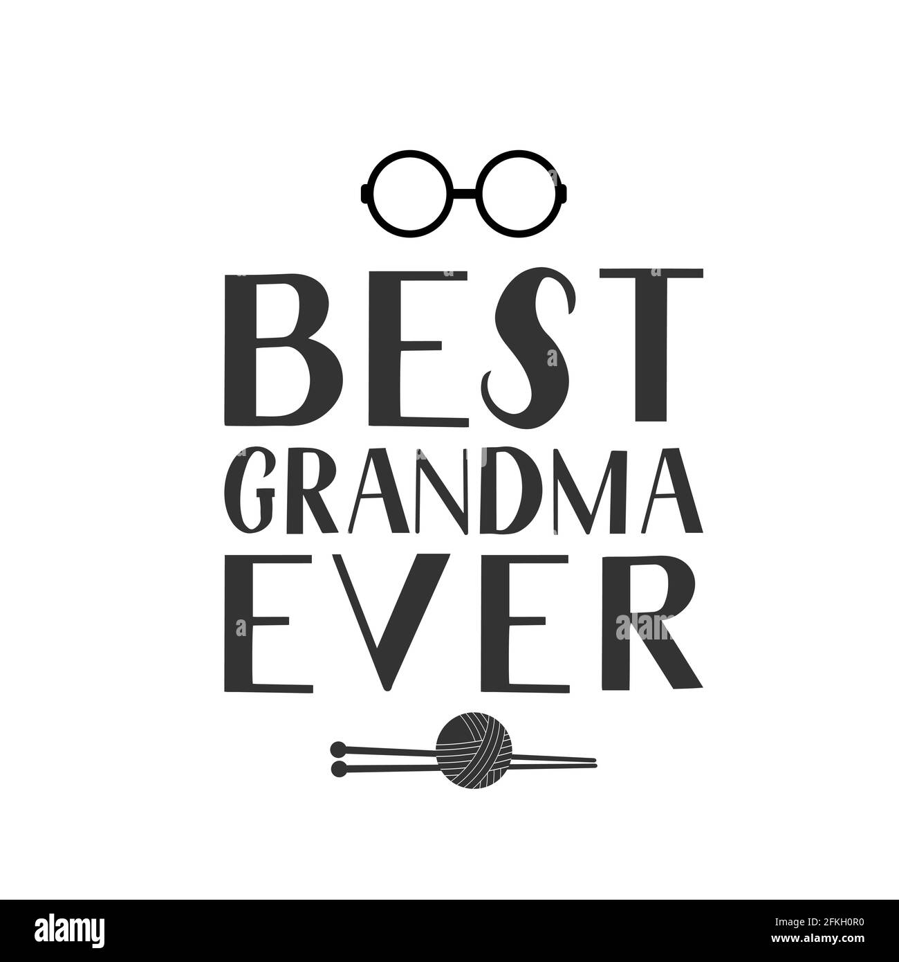 Beste Oma aller Zeiten Handschriftzug mit Brille und Strick. Großeltern Day Grußkarte für Großmutter. Einfache Bearbeitung von Vektorvorlagen für Banner, p Stock Vektor