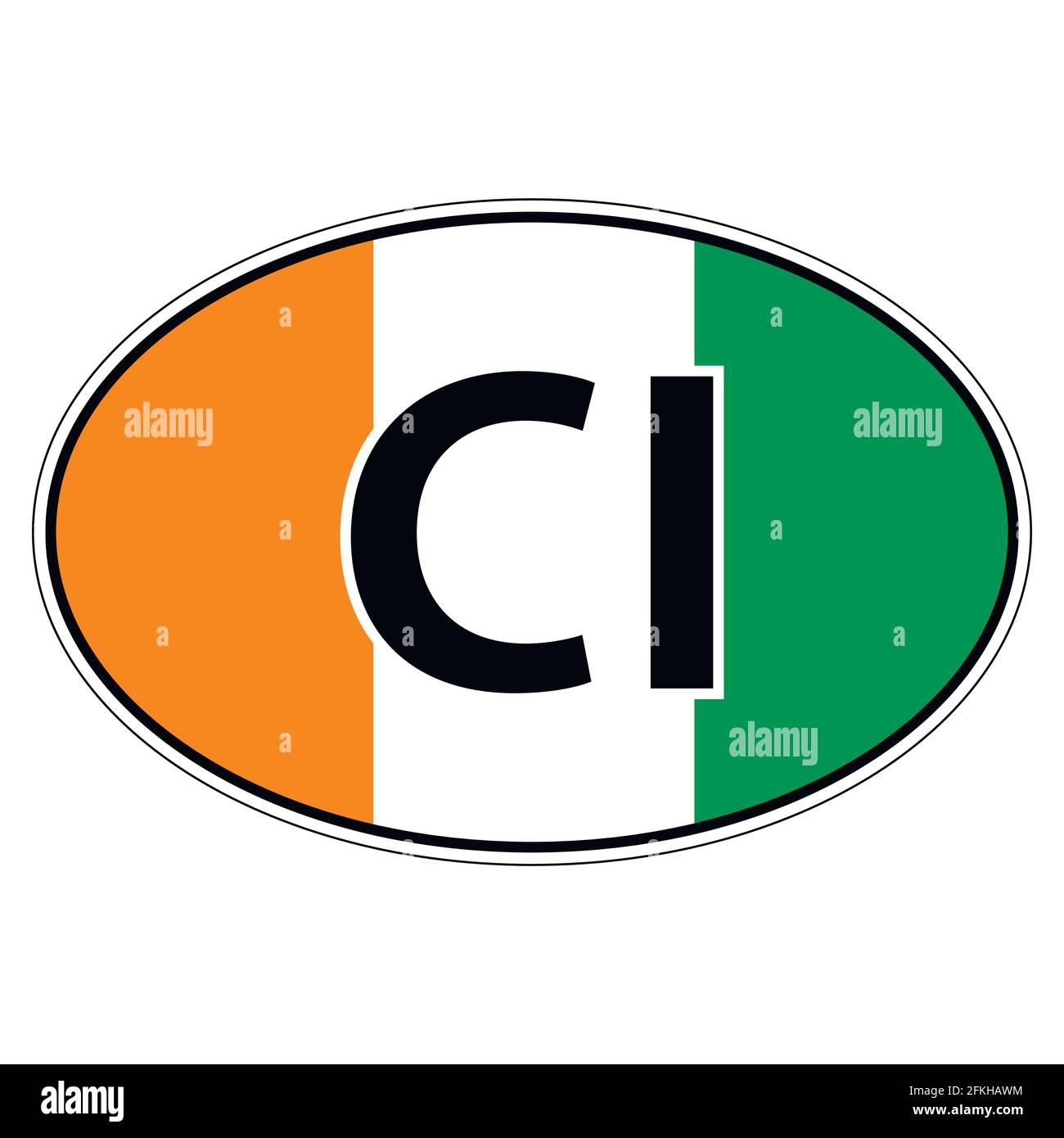 Aufkleber auf dem Auto, Flagge CÃ´te d'ivoire Stock Vektor