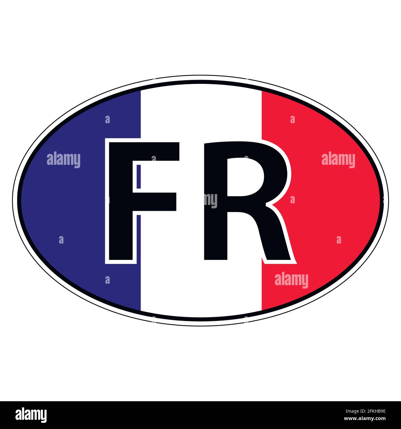 Aufkleber auf dem Auto, Flagge Frankreich, Französische Republik Stock Vektor