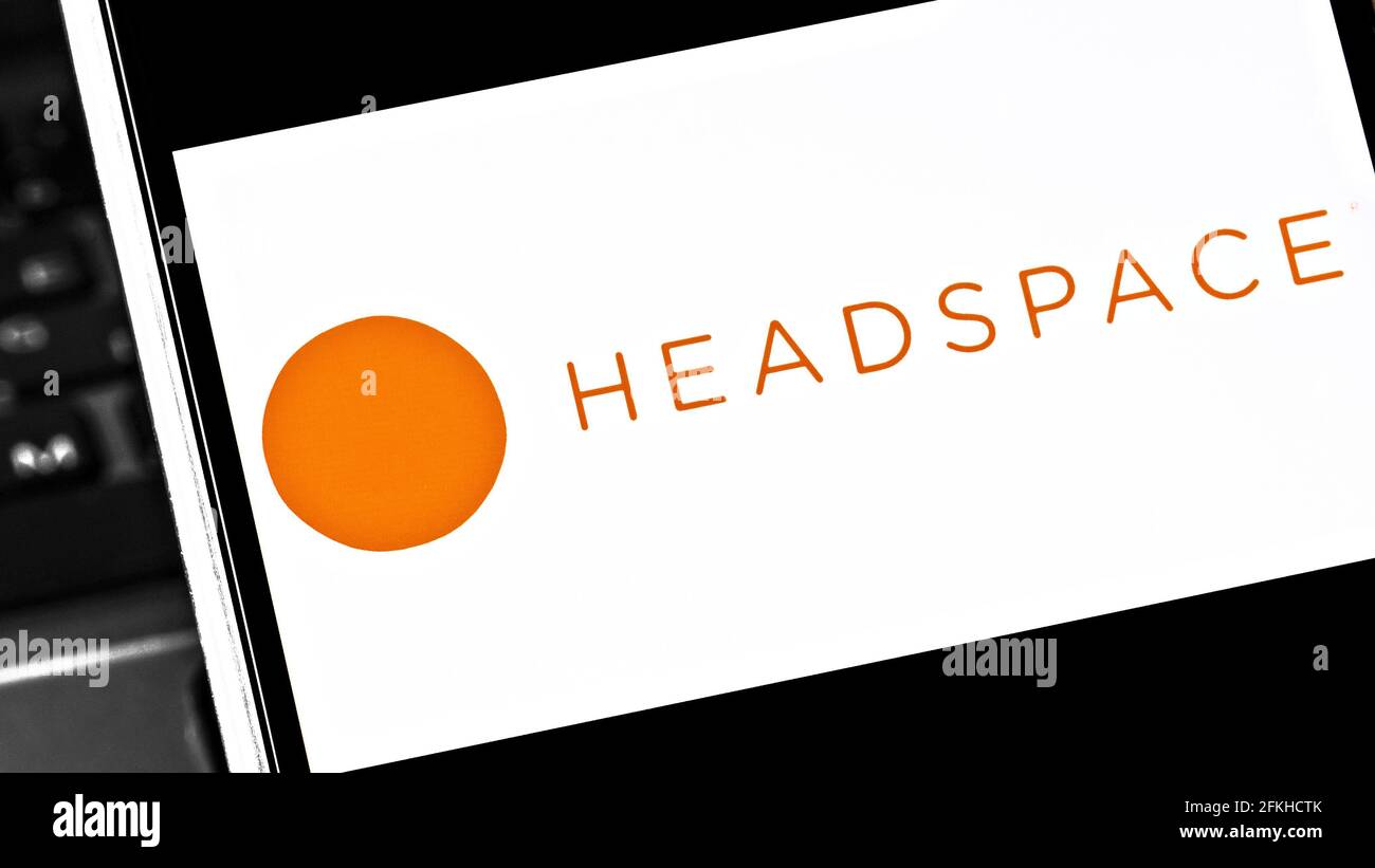 Redaktionelles Foto zum Thema Headspace. Illustratives Foto für Nachrichten über Headspace - ein Online-Unternehmen, spezialisiert auf Meditation Stockfoto