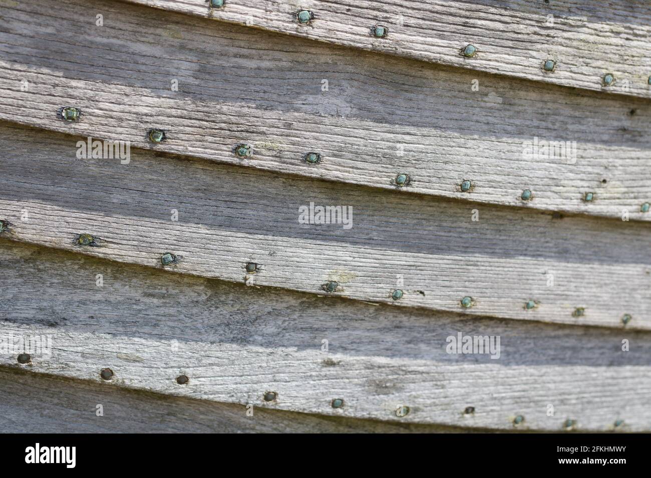 Vollformathintergrund des verwitterten Bootes oder Schiffs Holz Stockfoto