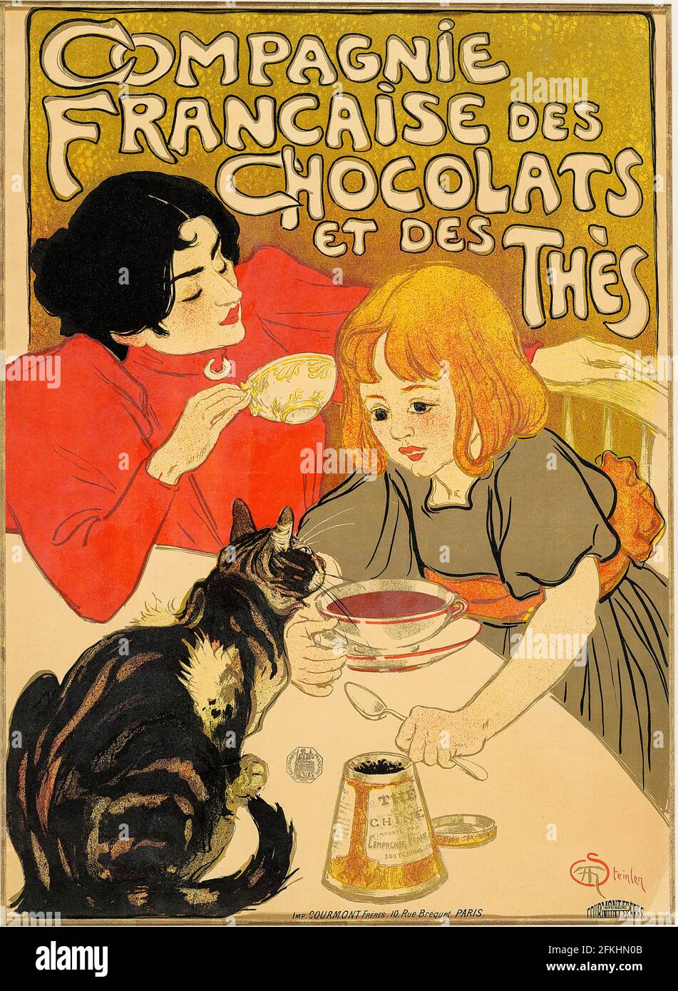 Compagnie Francaise des Chocolats et des Thès von Théophile-Alexandre Steinlen (1859–1923 Französisch) 1895 (Poster) Stockfoto