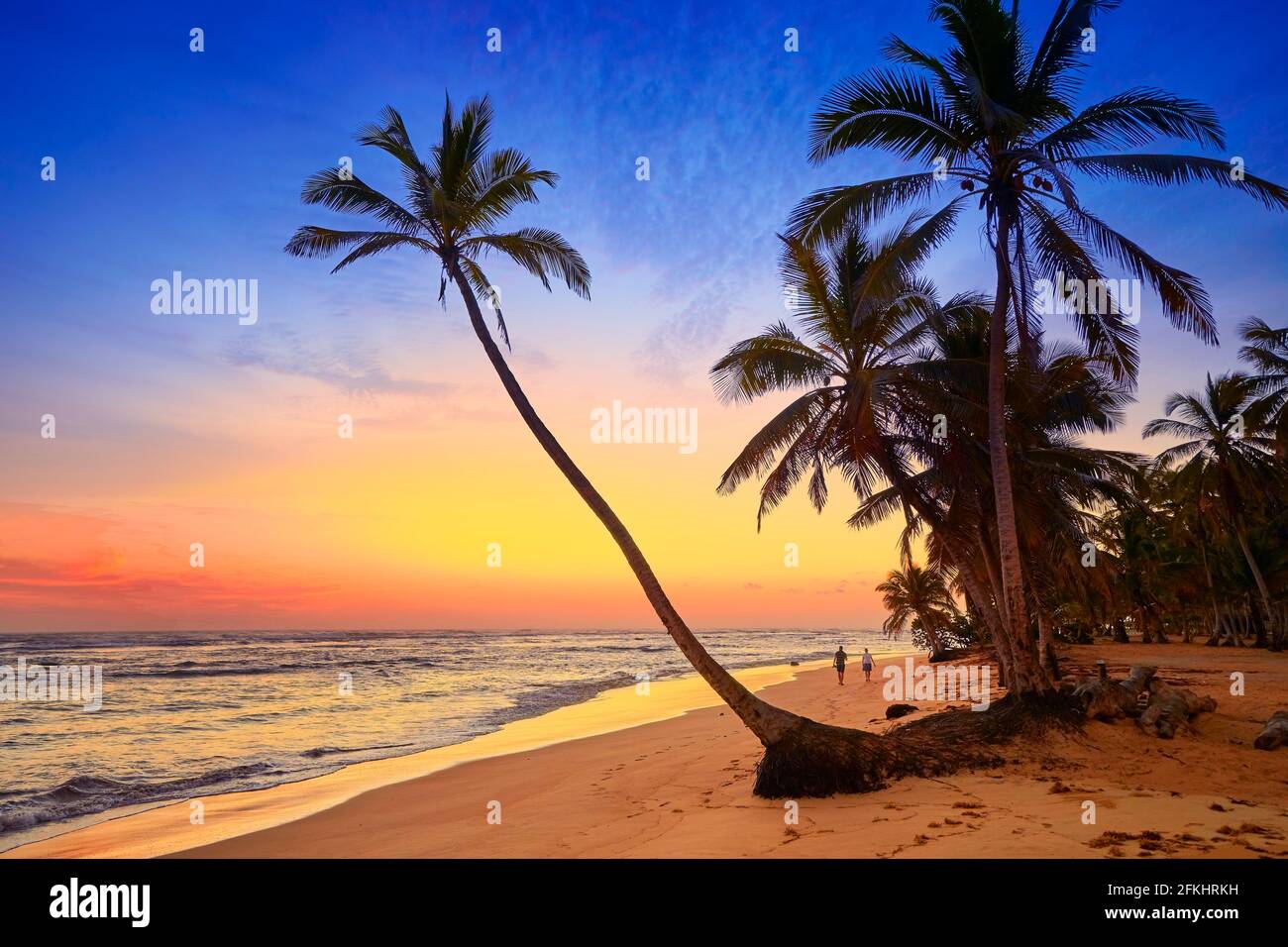 Punta Cana Strand bei Sonnenaufgang, Dominikanische Republik, Karibik Stockfoto