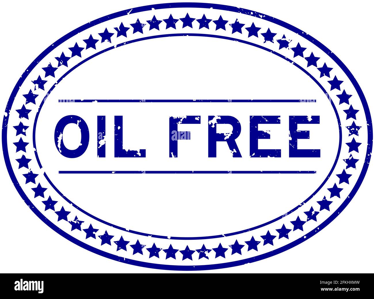 Grunge blau ölfrei Wort oval Gummi Dichtung Stempel auf Weißer Hintergrund Stock Vektor