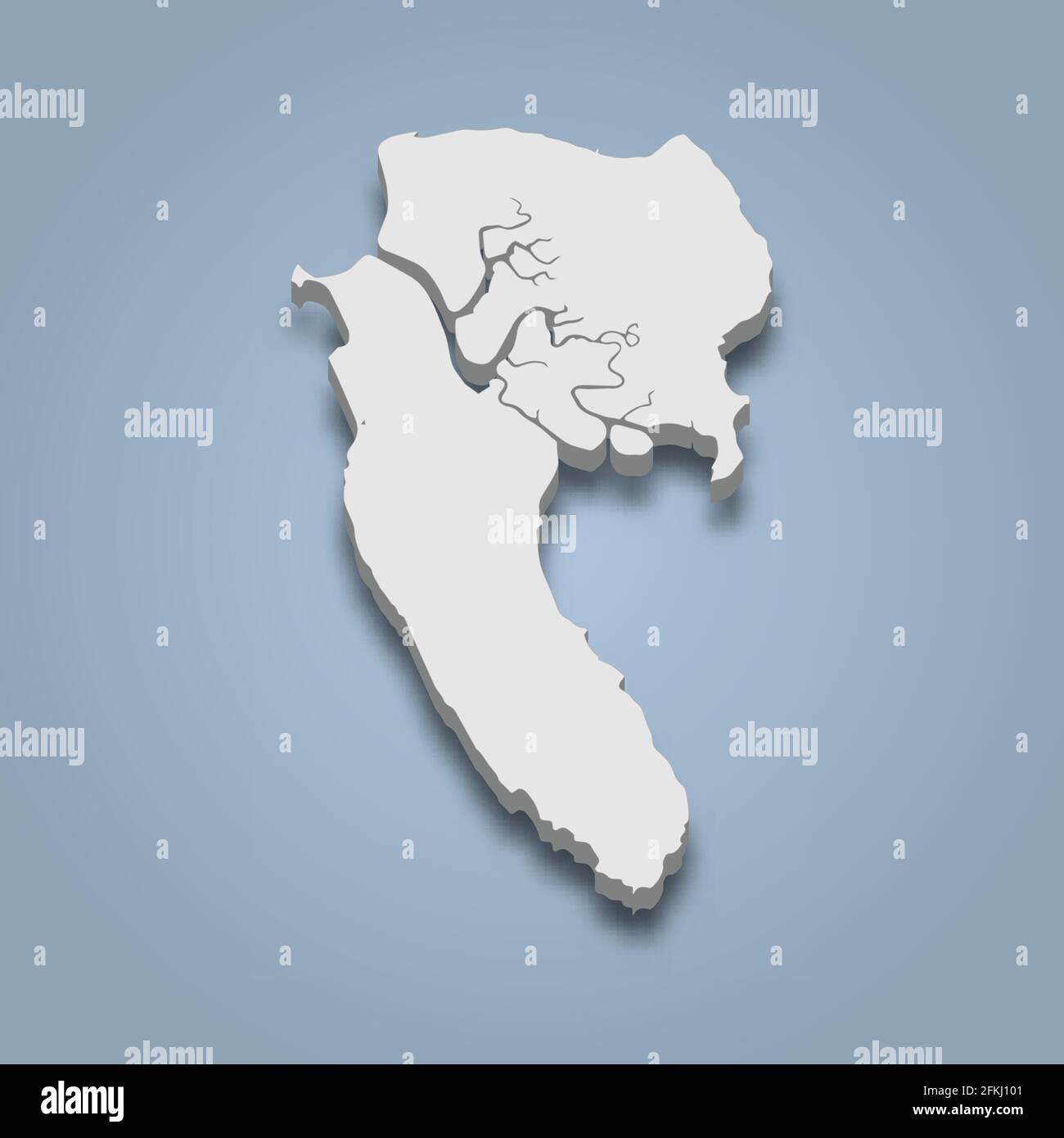 isometrische 3D-Karte von Ko Lanta ist eine Insel in Thailand, isolierte Vektordarstellung Stock Vektor