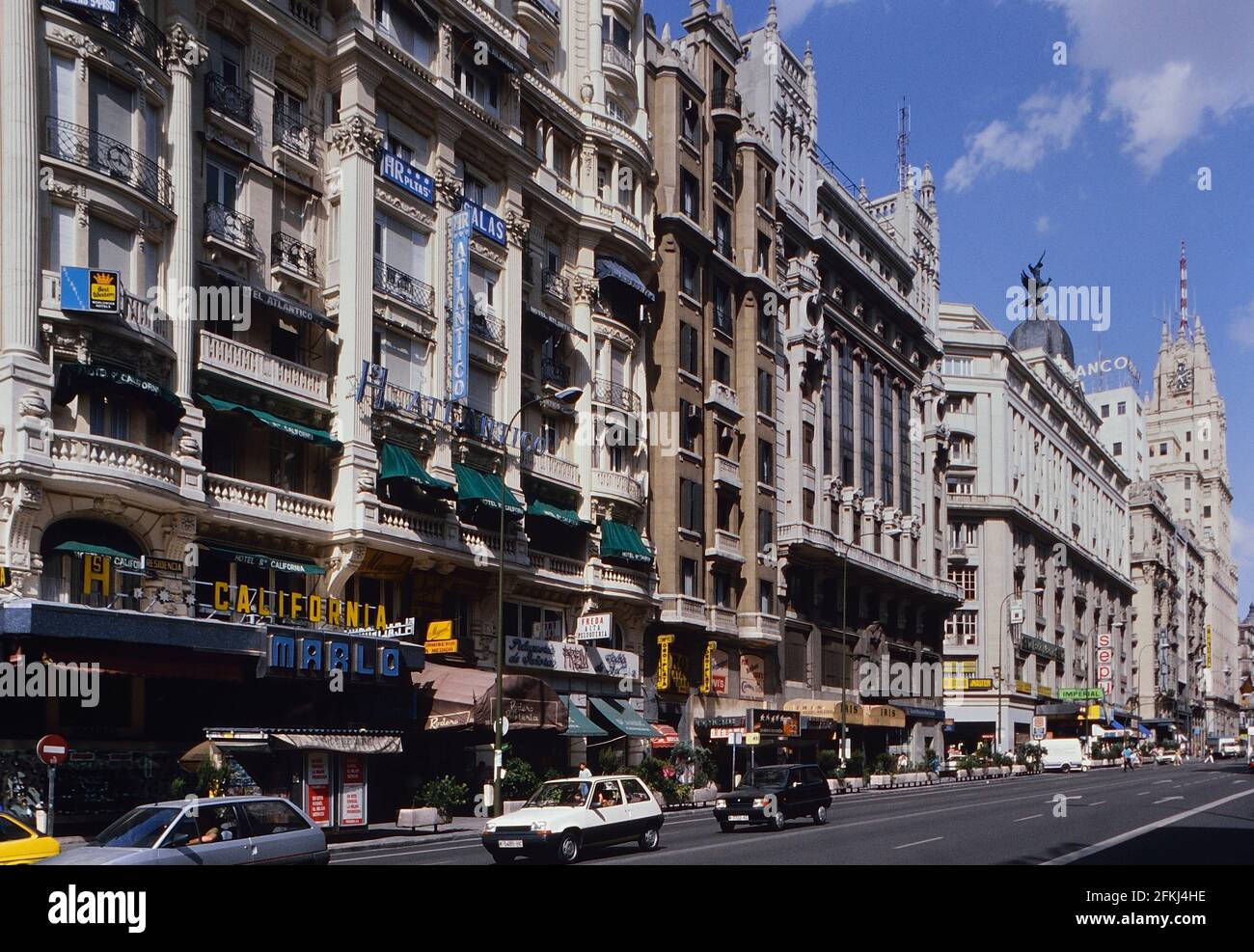 Gran Via, Madrid, Spanien. Ca. 1990 Stockfoto