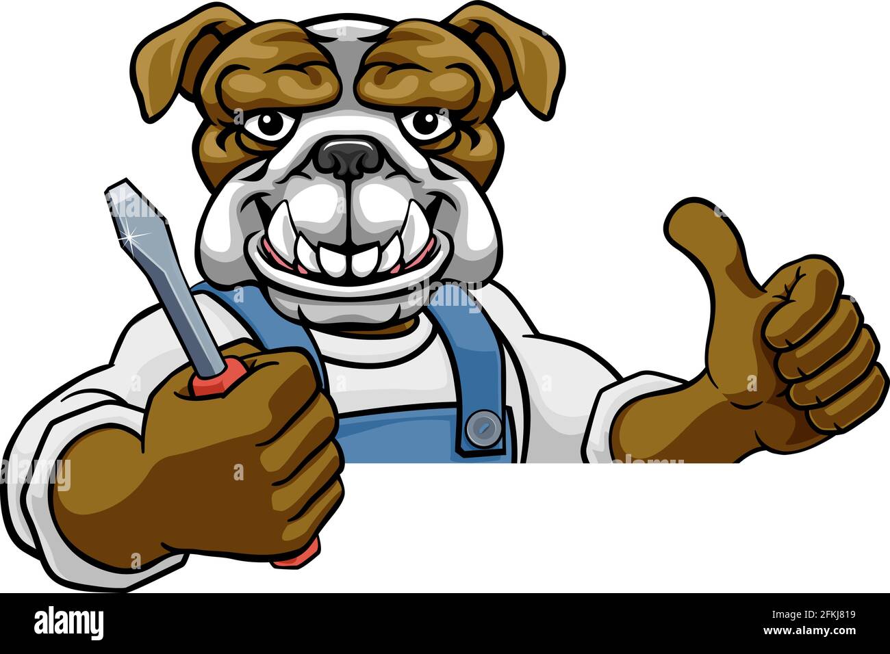 Bulldogge Elektriker Heimwerker Holding Schraubendreher Stock Vektor