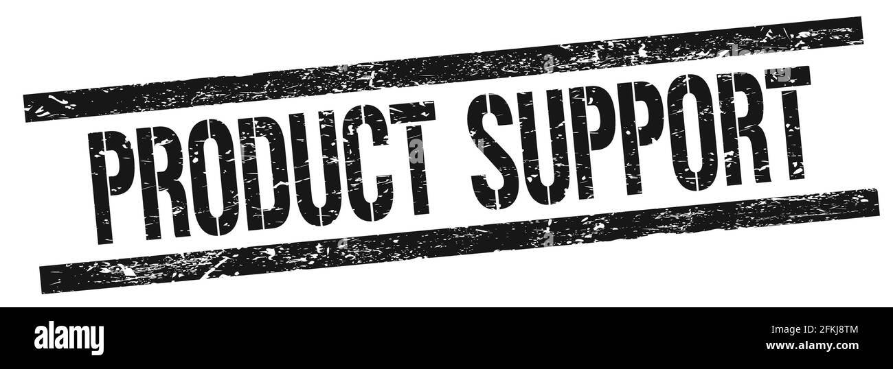 TEXT ZUR PRODUKTUNTERSTÜTZUNG auf schwarzem grungy Rechteck Stempelzeichen. Stockfoto