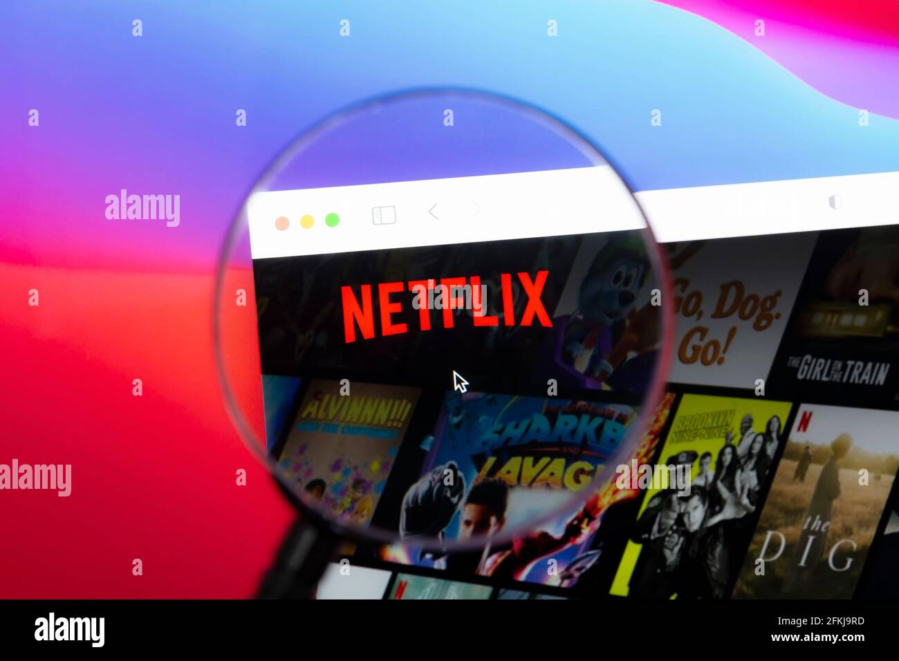 Ostersund, Schweden - 9. März 2021: Netflix-Website auf einem Computerbildschirm. Netflix ist ein US-amerikanisches multinationales Unterhaltungsunternehmen Stockfoto