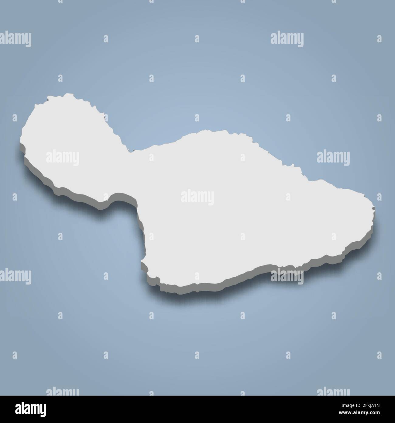 die isometrische 3D-Karte von Maui ist eine Insel auf den Hawaii-Inseln, isolierte Vektordarstellung Stock Vektor