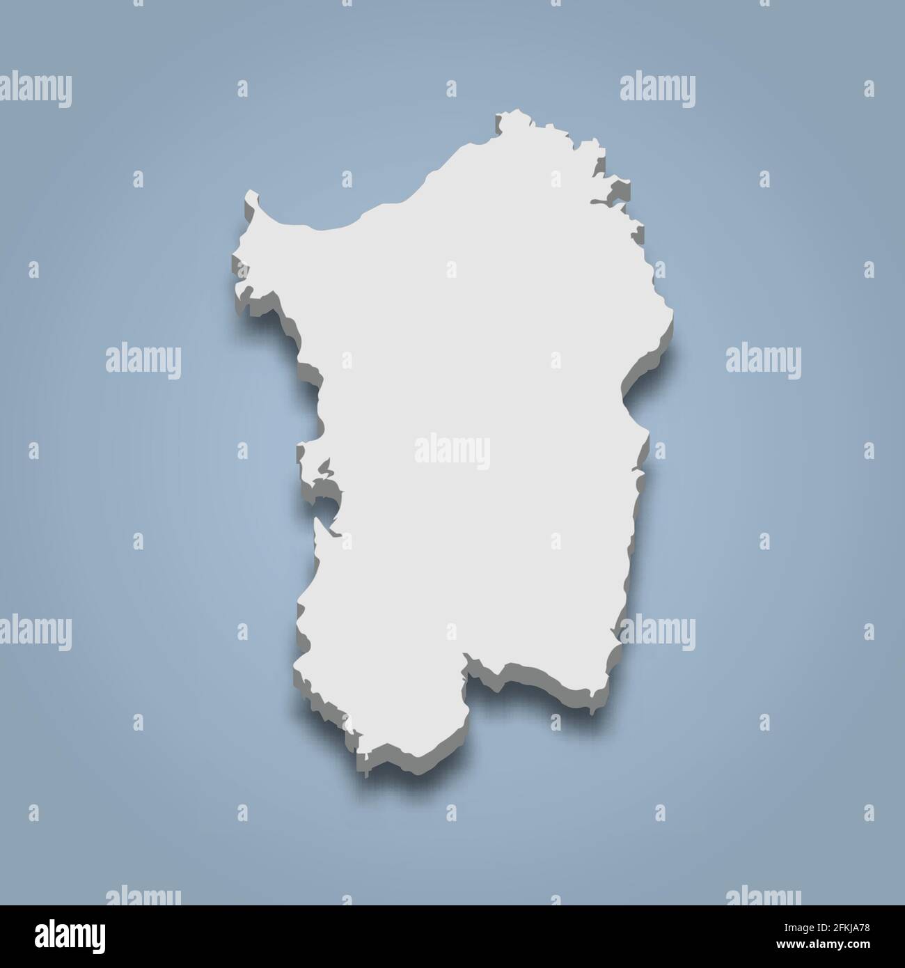 isometrische 3D-Karte von Sardinien ist eine Insel in Italien, isolierte Vektordarstellung Stock Vektor