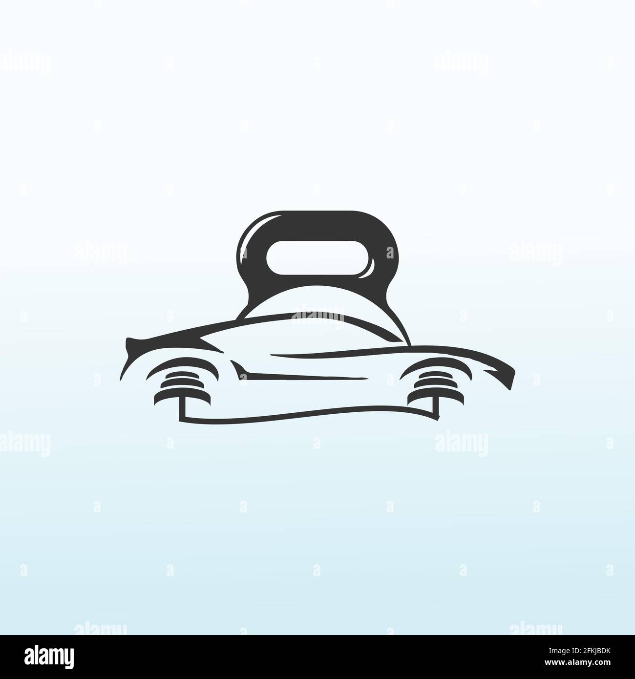 Auto mit Fitness-Kurzhantel Icon-Logo-Design. Stock Vektor
