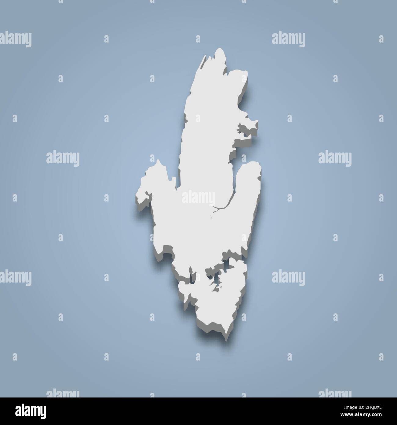 isometrische 3D-Karte von Süd-Andaman ist eine Insel in Indien, isolierte Vektordarstellung Stock Vektor