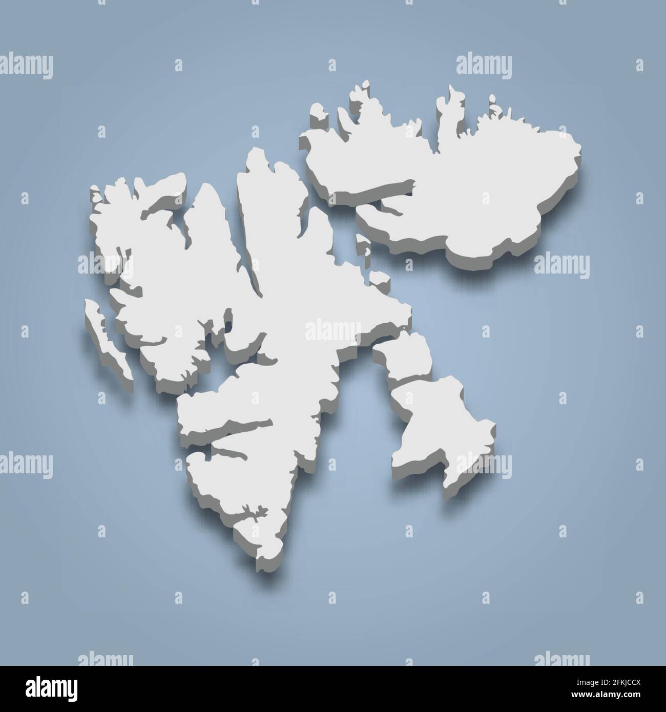 isometrische 3D-Karte von Svalbard ist eine Insel in Norwegen, isolierte Vektordarstellung Stock Vektor