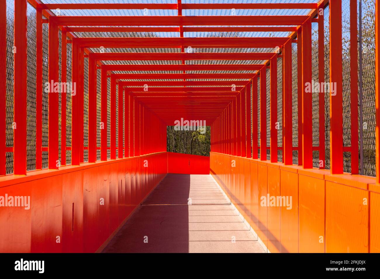 Die Belvedere-Brücke verbindet die Bezirke Müngersdorf und Vogelsang, Brücke für Fußgänger und Fahrradfahrer, Köln, Deutschland. Die Belvedere Stockfoto