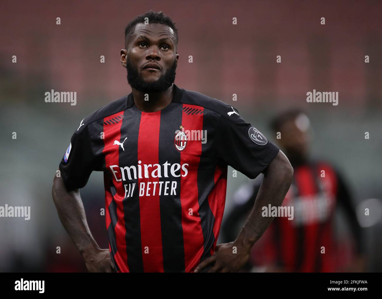 Mailand, Italien, 1. Mai 2021. Franck Jessie vom AC Mailand reagiert während des Spiels der Serie A bei Giuseppe Meazza, Mailand. Bildnachweis sollte lauten: Jonathan Moscrop / Sportimage Kredit: Sportimage/Alamy Live News Stockfoto