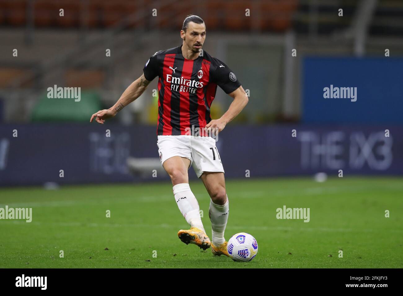 Mailand, Italien, 1. Mai 2021. Zlatan Ibrahimovic vom AC Mailand während des Spiels der Serie A bei Giuseppe Meazza, Mailand. Bildnachweis sollte lauten: Jonathan Moscrop / Sportimage Kredit: Sportimage/Alamy Live News Stockfoto