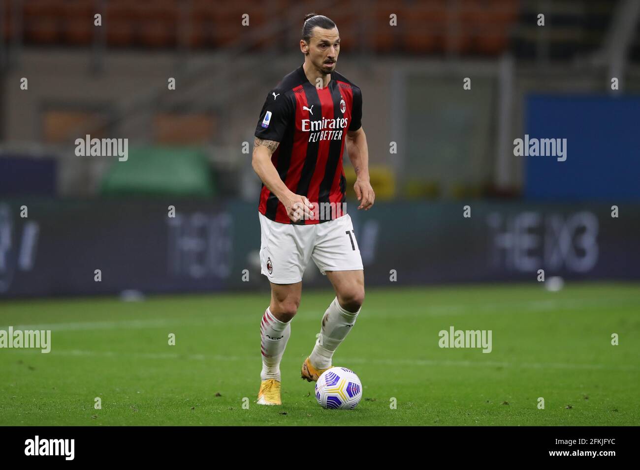 Mailand, Italien, 1. Mai 2021. Zlatan Ibrahimovic vom AC Mailand während des Spiels der Serie A bei Giuseppe Meazza, Mailand. Bildnachweis sollte lauten: Jonathan Moscrop / Sportimage Kredit: Sportimage/Alamy Live News Stockfoto