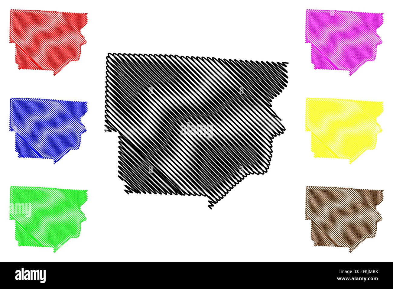 Monroe County, Ohio State (U.S.-County, Vereinigte Staaten von Amerika, USA, U.S., US) Karte Vektor Illustration, scribble Skizze Monroe Karte Stock Vektor