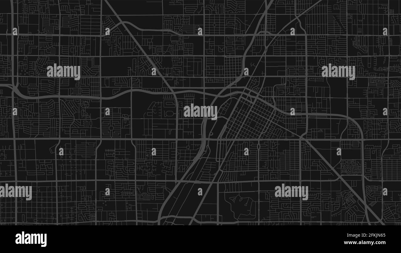 Dunkelgrau und schwarz Las Vegas Stadtgebiet Vektor Hintergrundkarte, Straßen und Wasser Kartographie Illustration. Breitbild-Anteil, digitales flaches Design Stock Vektor