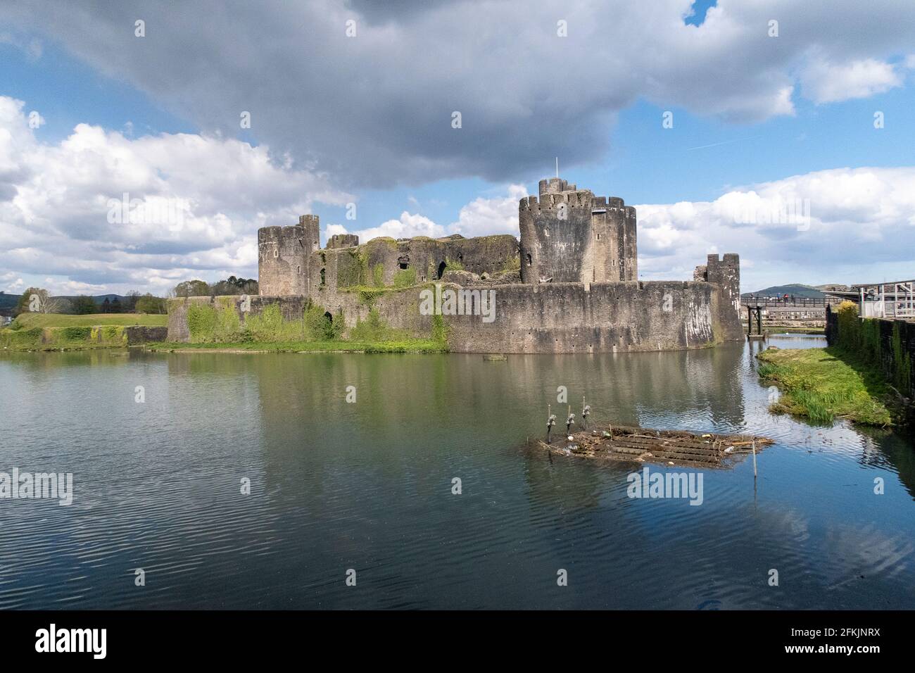 Caerphilly Castle Südwales Stockfoto