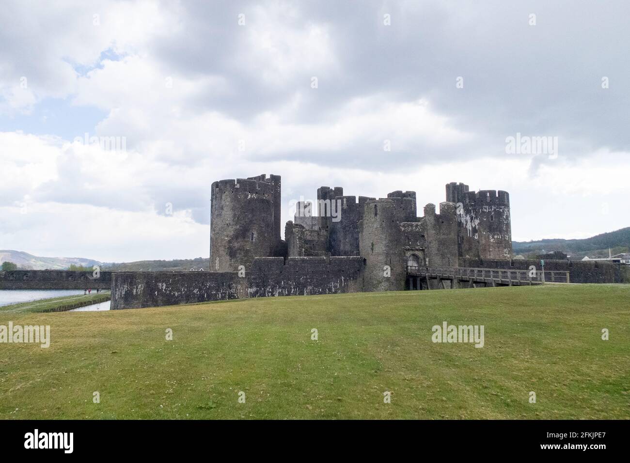 Caerphilly Castle Südwales Stockfoto