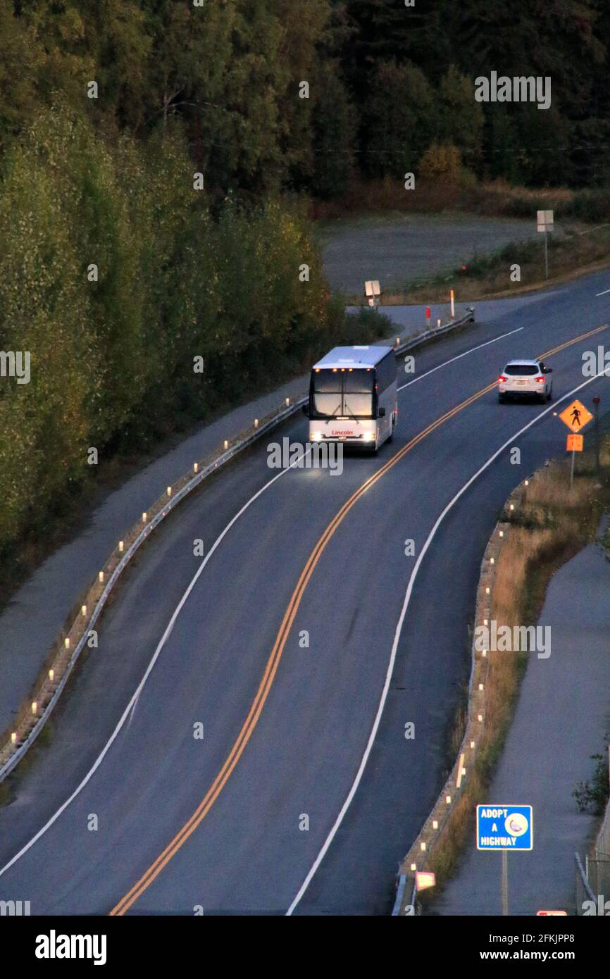 Seward Highway – Abendszene in der Nähe von Anchorage, Alaska, USA Stockfoto