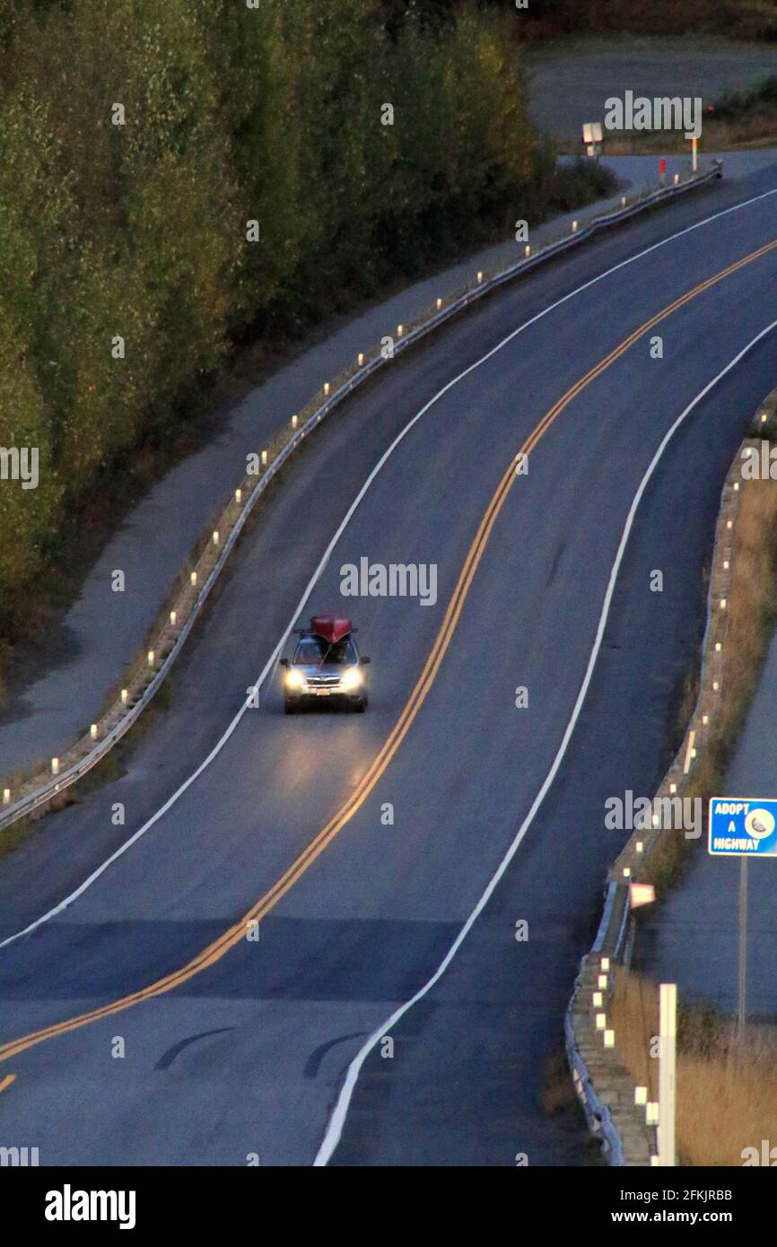 Seward Highway – Abendszene in der Nähe von Anchorage, Alaska, USA Stockfoto