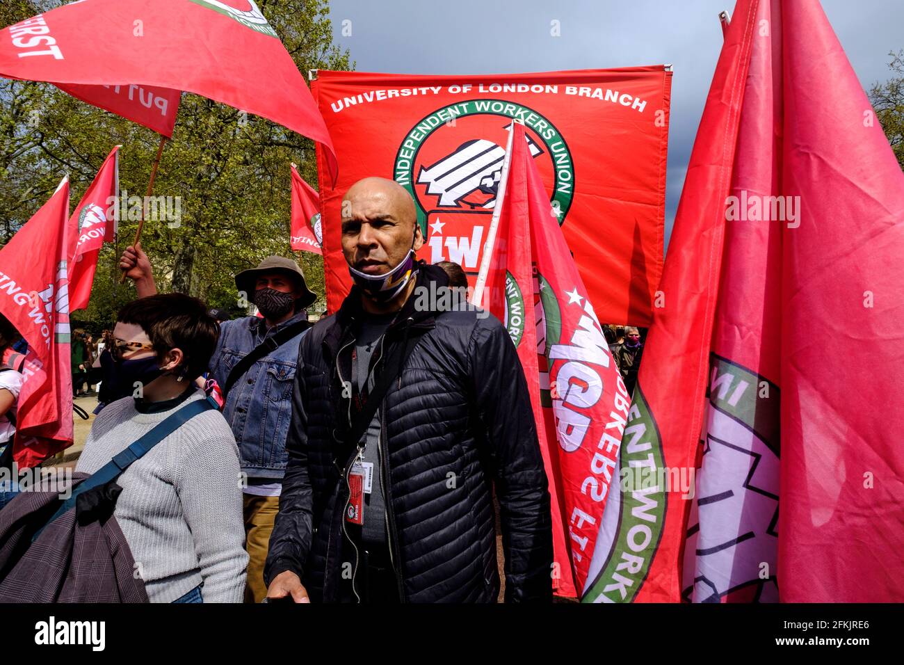 Kill the Bill May Day Protest and Demonstration London, 1. Mai 2021. Tausende marschierten vom Trafalgar Square aus durch und protestierten gegen neu vorgeschlagene Polizei-, Verbrechen-, Verurteilungs- und Gerichtsrechnungen, die die Meinungs- und Versammlungsfreiheit nahmen. Stockfoto