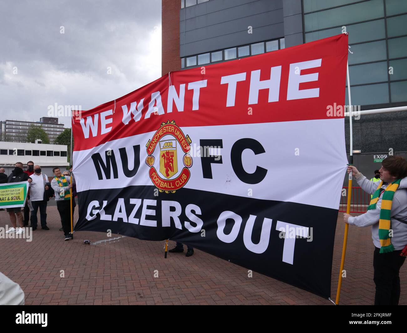 Manchester United Fans protestierten gegen die Glazer Stockfoto