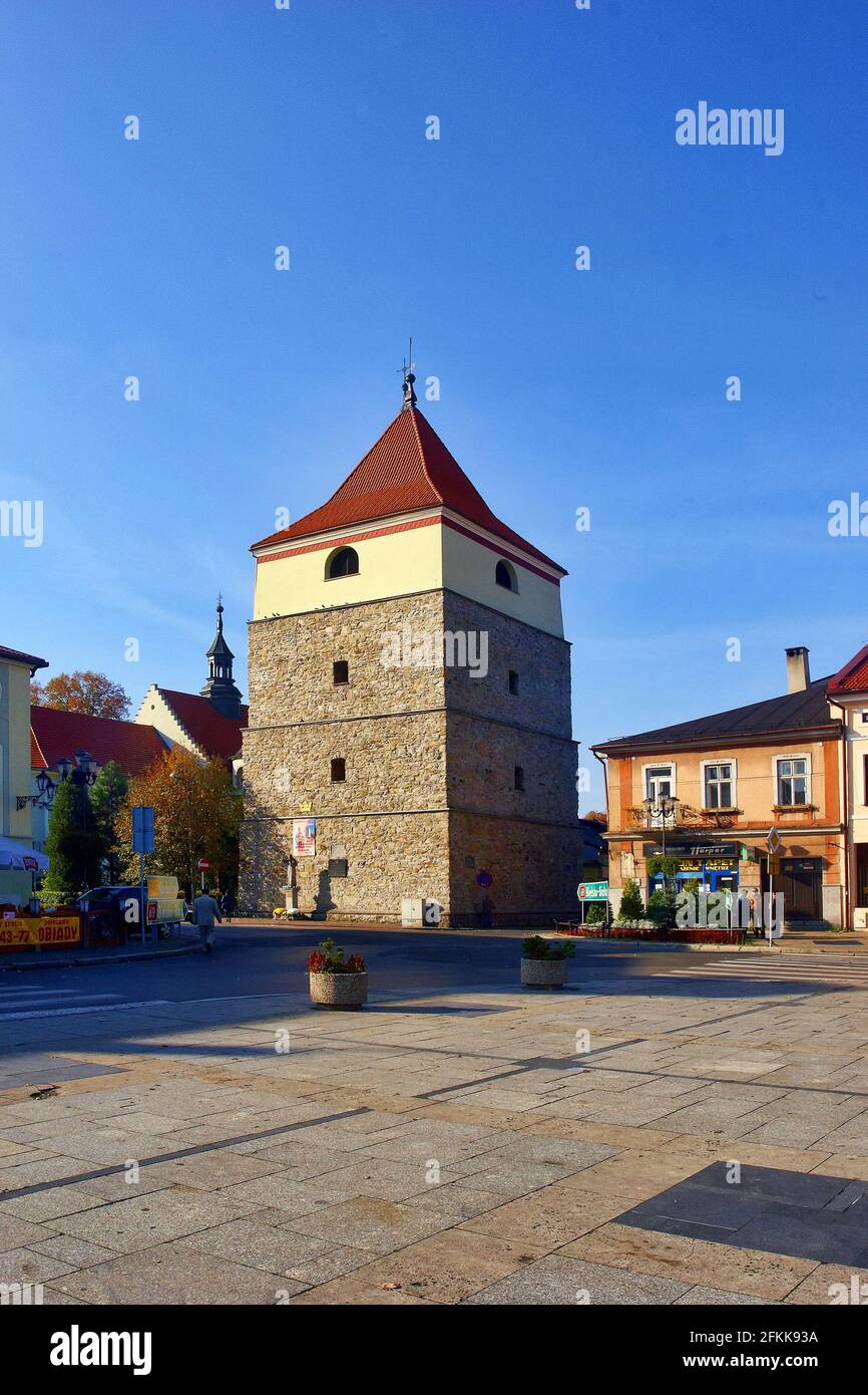 Polen, Żywiec, Turm, woiwodschaft Schlesien. Stockfoto
