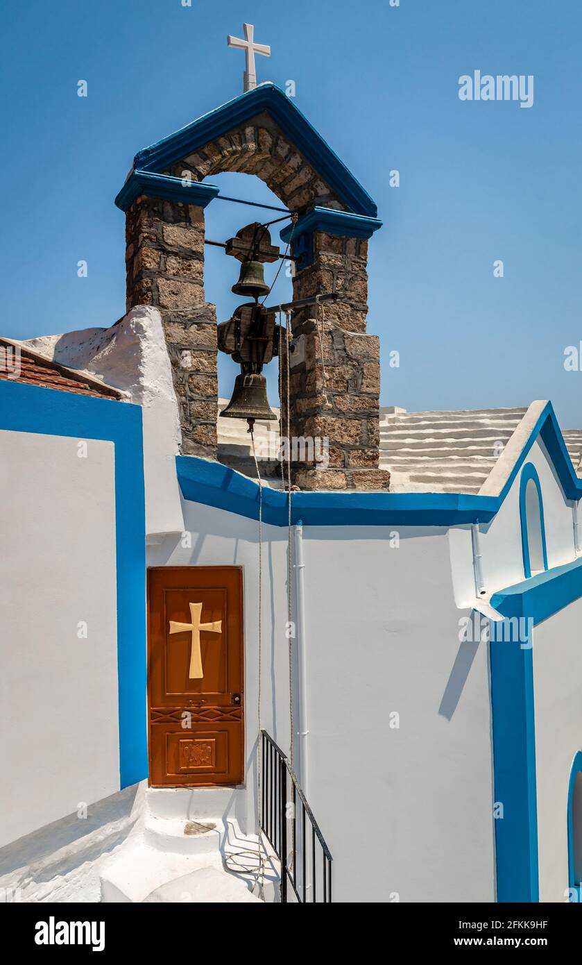 Eine orthodoxe Kapelle in Symi, einem kleinen malerischen Insel in der Ägäis, in Griechenland. Stockfoto