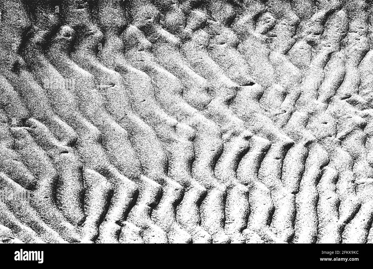 Distressed Overlay Textur von Sandwellen auf dem Boden, Wüste. Grunge Hintergrund. Abstrakte Halbton Vektor-Illustration Stock Vektor