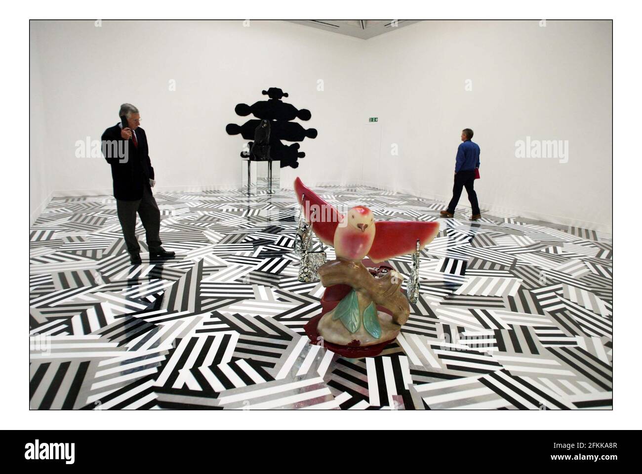 Turner Prize 2005 Ausstellung - Presseinformation. Die Show ist vom 18. Oktober bis zum 22. Januar für die Öffentlichkeit zugänglich. Der Gewinner wird am 5. Dezember bekanntgegeben. Künstler Jim Lambie..... in der engeren Auswahl 'The Kinks' 2005, Mischtechnik-Installation. PIC David Sandison 17/10/2005 Stockfoto