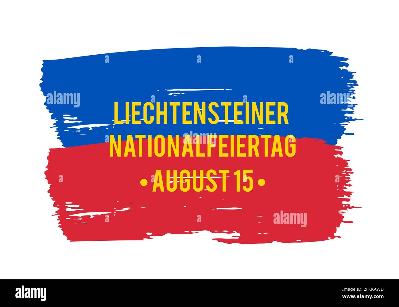 Liechtensteiner Nationalfeiertag Schriftzug in deutscher Sprache. Liechtensteinische Typografie-Poster zum Unabhängigkeitstag. Vektor-Vorlage für Banner, Flyer, Aufkleber, Gruß Stock Vektor