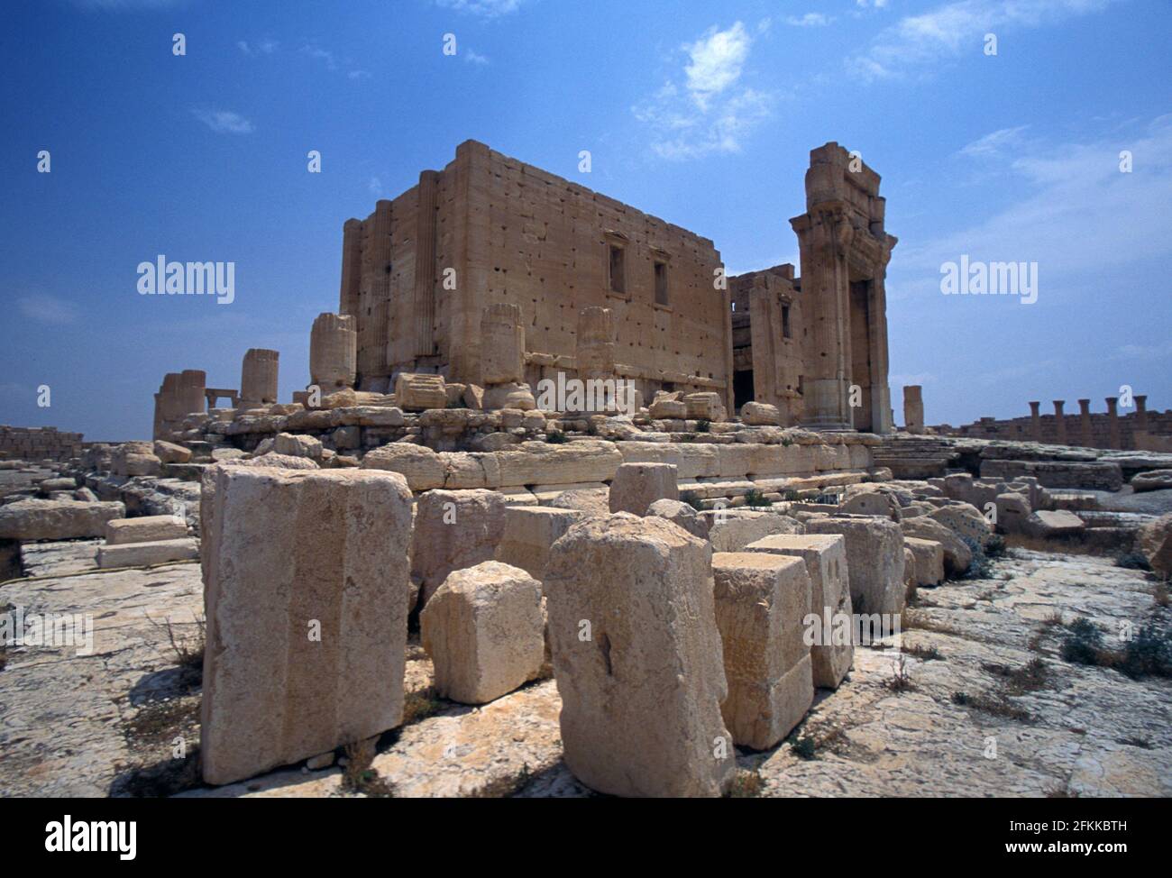 Tempel des Bel, bereits zerstört ISIL August 2015, Tempel des Baal, war eine alte steinerne Ruine befindet sich in Palmyra, Syrien Stockfoto