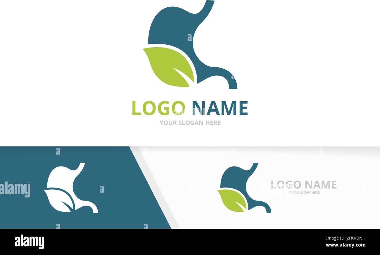 Bio-Magen-Logo-Kombination. Design-Vorlage für Logo des Magen-Darm-Trakts. Stock Vektor